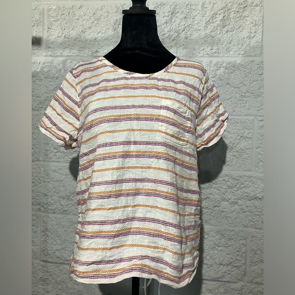 C and C California Striped Short Sleeve Women's Top
